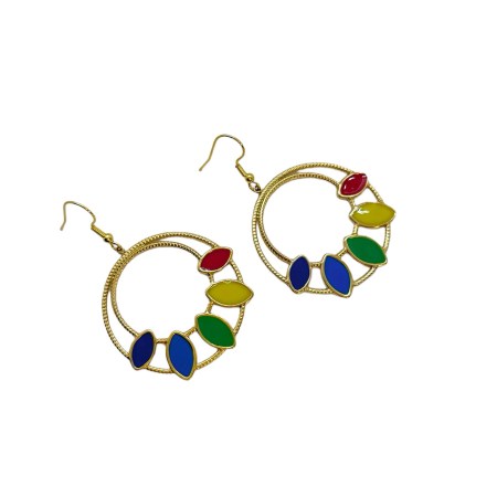 earrings steel gold round with smalto1